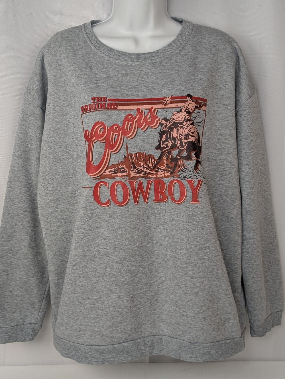 The Original Coors Beer Cowboy Gray Crewneck Pullover Sweatshirt Size XXL